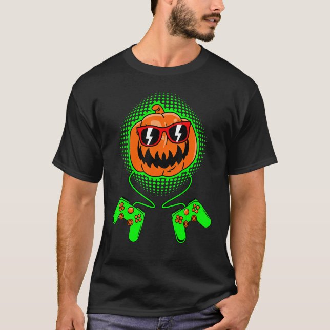 Camiseta Meninos Halloween Jack O Lantern Gamer Kids Hall (Frente)