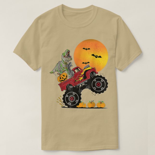Camiseta Meninos Halloween Monster Crash Pumpkin Dinosau (Frente do Design)