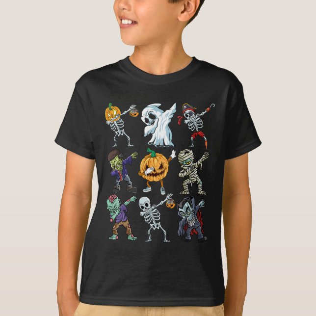 Camiseta Meninos Halloween Skeleton Jack O Lantern Zombie D (Frente)