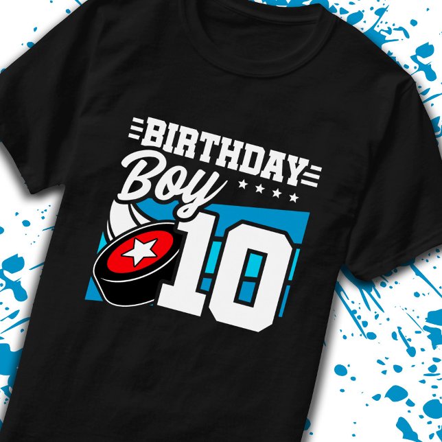 Camiseta Meninos Hockey Aniversário 10º Aniversário 10 Anos (Criador carregado)