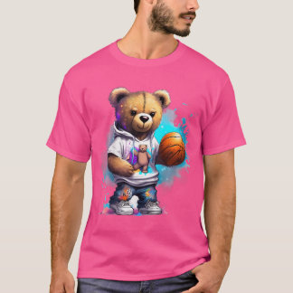 Camiseta Meninos Jogadores De Basquete Gráfico De Urso De T