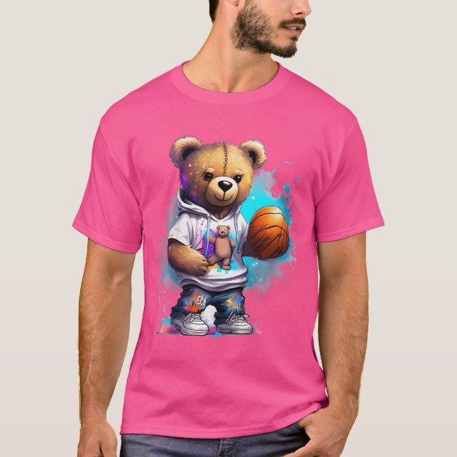 Camiseta Meninos Jogadores De Basquete Gráfico De Urso De T (Frente)