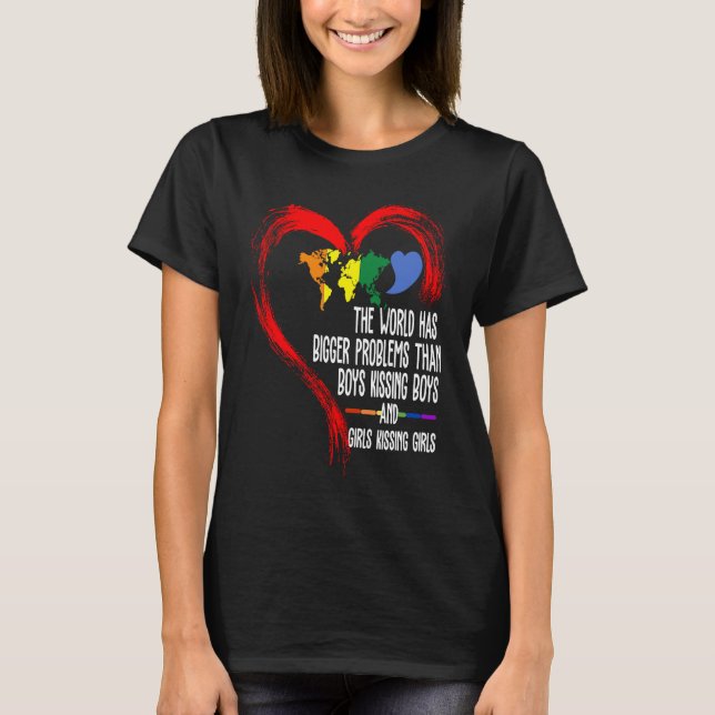 Camiseta Meninos LGBT beijando meninos e meninas beijando m (Frente)