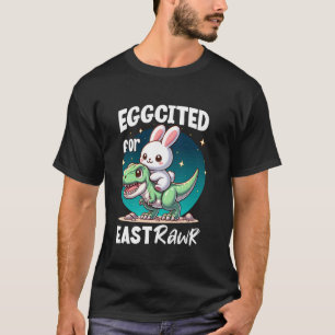 Camiseta Meninos Meninas Eggcited para o Coelho de Páscoa E