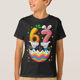 Camiseta Meninos meninas ovos de páscoa coelho fofo seis se
