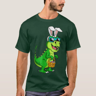 Camiseta Meninos Páscoa Dinossauro Coelhinho de Orelha Pásc
