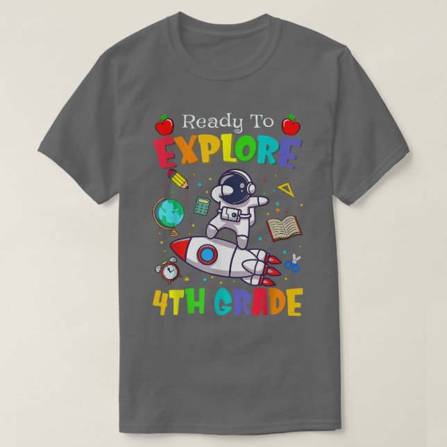 Camiseta Meninos prontos para explorar o 4º ano de retorno  (Frente do Design)
