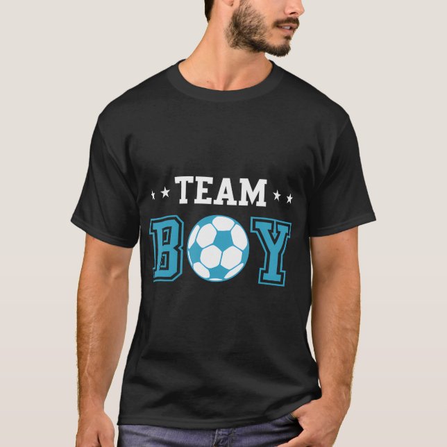 Camiseta Meninos Sexo do Bebê Revelam Equipe de Tema de Fut (Frente)