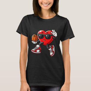 Camiseta Meninos Toddler Cute Heart Jogando Basquete Valent