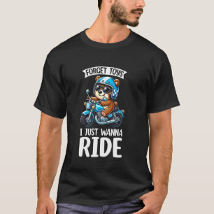 Camiseta Meninos Urso Marrom de Motocicleta de Criança