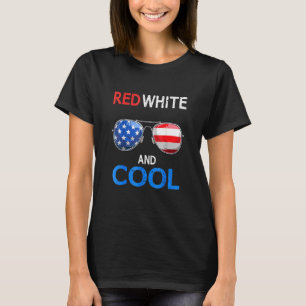 Camiseta Meninos Vermelho Branco Legal 4 De Julho Óculos De