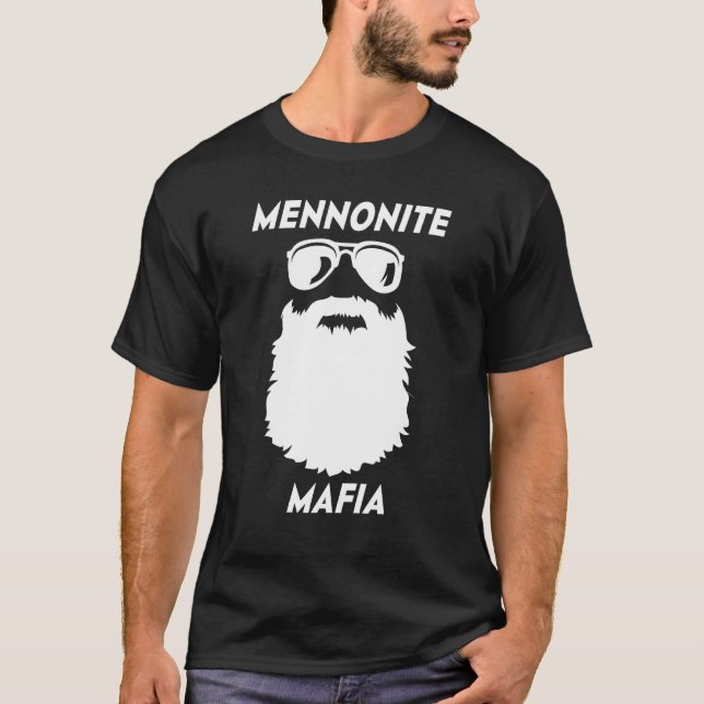 Camiseta MENNONITE MAFIA  Beard Christian Jesus Bible Humor (Frente)