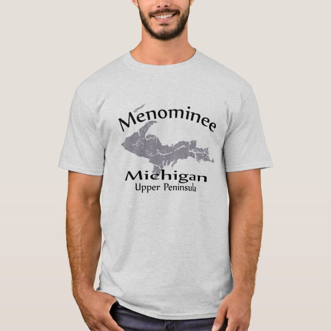 Camiseta Menominee Michigan Map Design T-shirt (Frente)