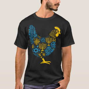 Camiseta Menorá de Frango Dreidel Judaico Hanukkah Mulheres