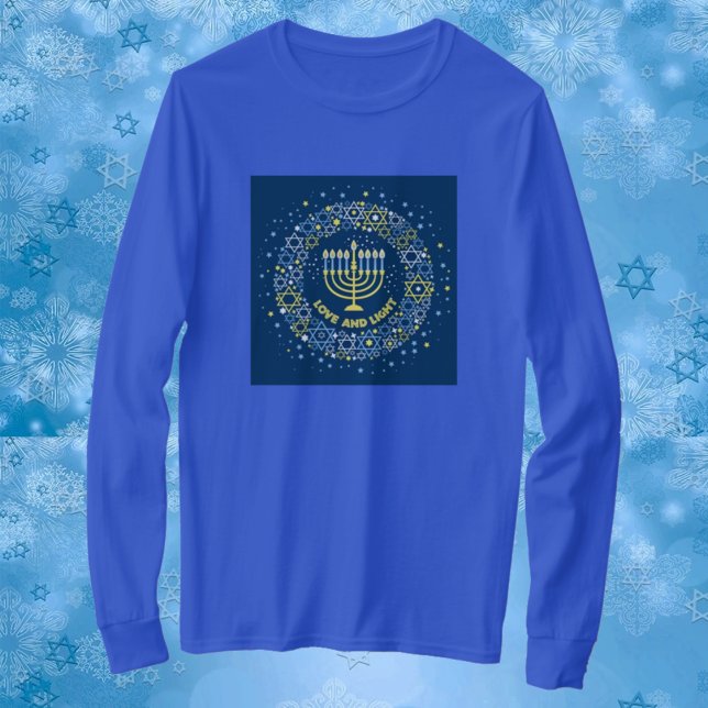 Camiseta Menorá de Hanuká Estrela de Davi Coroa de Folhas (Criador carregado)