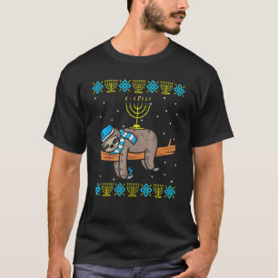 Camiseta Menorá de Preguiça Dormindo Hanukkah Chanukkah Fei