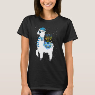 Camiseta Menorá Hanukkah Lhama Fofo Alpaca Chanukah Cristo