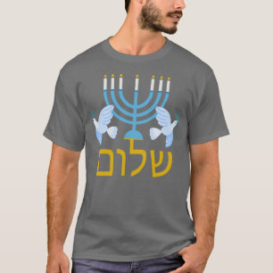 Camiseta Menorá Judaica Hebraica Shalom Pombas da Paz