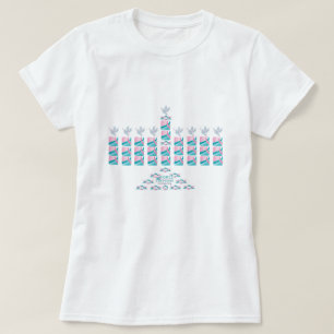 Camiseta MENORAH-Cor-de-rosa & cerceta!