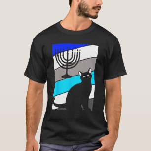 Camiseta Menorah de Gato Hanukkah Gatinho Fofo Chanukah Jud