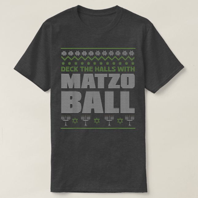 Camiseta Menorah Deck Matzo Balls Ugly XM como Hanukkah Jud (Frente do Design)
