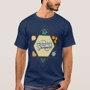 Camiseta Menorah Dreydl Latiu Rosquinha Judia Hanukkah Estr