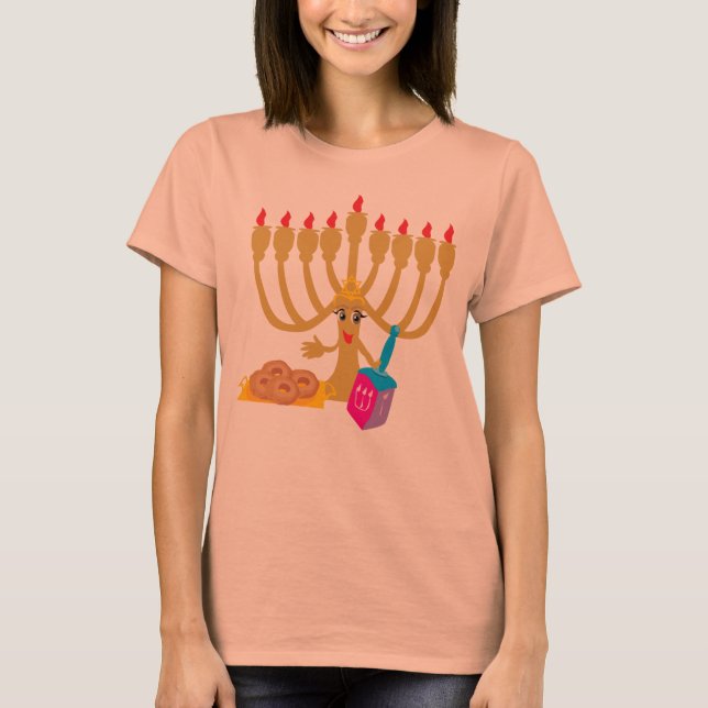 Camiseta Menorah e Dreidel bonitos (Frente)