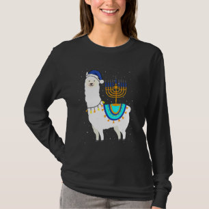 Camiseta Menorah Hanukkah Lhama Fofo Alpaca Chanukah Cristo