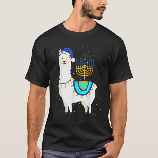 Camiseta Menorah Hanukkah Llama Cute Alpaca Chanukah Christ (Frente)