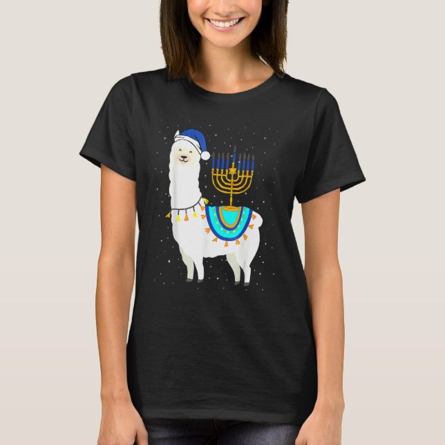 Camiseta Menorah Hanukkah Llama Cute Alpaca Chanukah Christ (Frente)