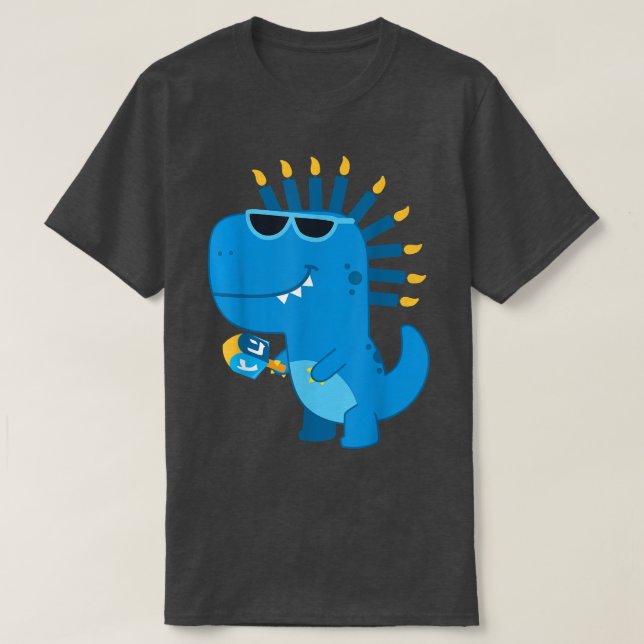 Camiseta Menorasauro Engraçado Hanukkah Dinossaur Menorah P (Frente do Design)