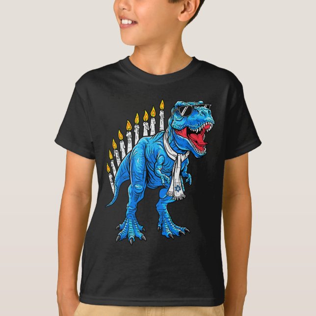 Camiseta Menorasaurus Hanukkah T Rex Dinosaur Dino Chanukah (Frente)