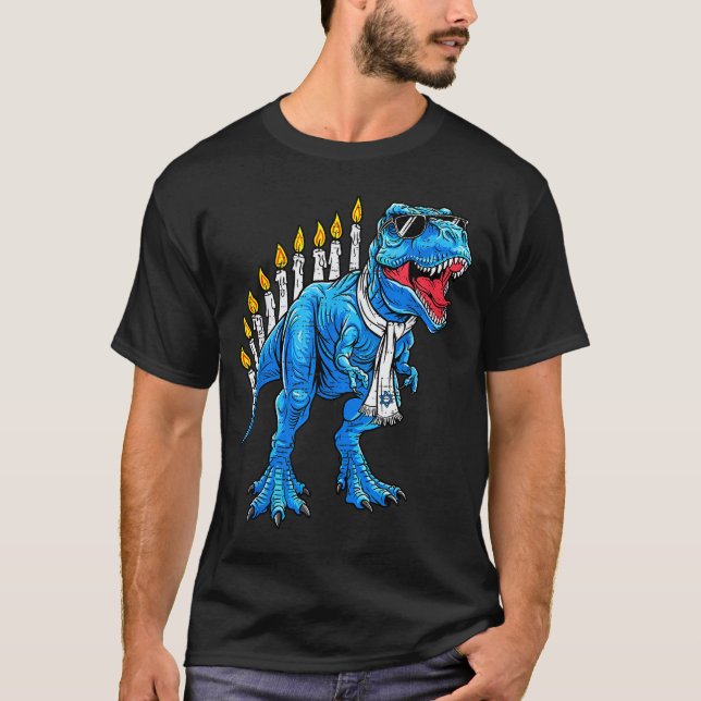 Camiseta Menorasaurus Hanukkah T Rex Dinosaur Dino Chanukah (Frente)