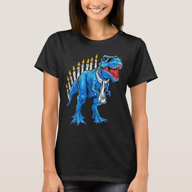 Camiseta Menorasaurus Hanukkah T Rex Dinosaur Dino Chanukah (Frente)
