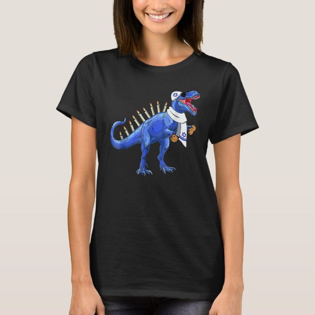 Camiseta Menorasaurus Rex  Rex Dinosaur Hanukkah Mens Women (Frente)