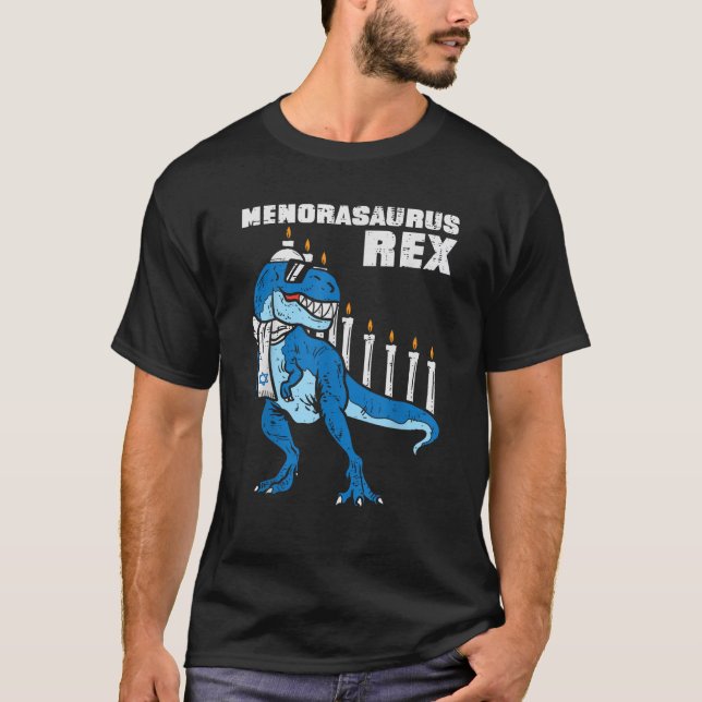 Camiseta Menorasaurus Rex Trex Menorah Hanukkah Chanukah Je (Frente)