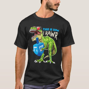 Camiseta Menorassauro É Assim Que Eu Rolo Dinossauro Hanukk