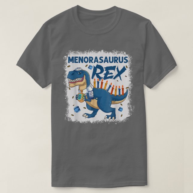 Camiseta Menorassauro É Engraçado Hanukkah Dinossaur Chanuk (Frente do Design)