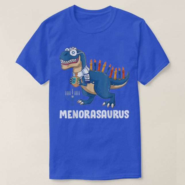 Camiseta Menorassauro Re Menorah Dinosaur Hanukkah Pajama B (Frente do Design)