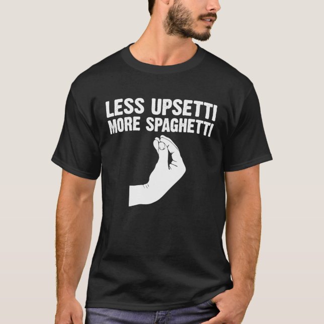 Camiseta Menos Acima Mais Espaguete Italiano Para Homens Mu (Frente)