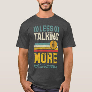 Camiseta Menos conversando Mais filmes de terror garoto
