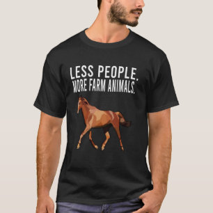 Camiseta Menos Pessoas Mais Animais de Fazenda Cavalo Marro