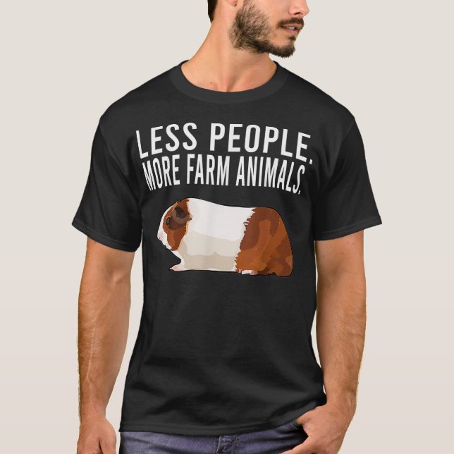 Camiseta Menos Pessoas Mais Animais De Fazenda Guiné Suíno  (Frente)