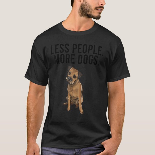 Camiseta Menos Pessoas Mais Cachorros Borda Introdução (Frente)