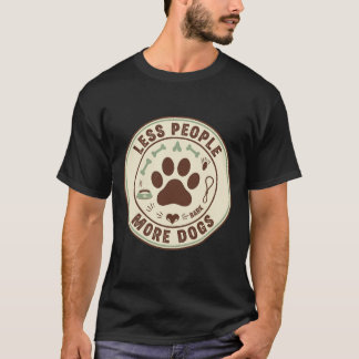 Camiseta Menos Pessoas Mais Cachorros Engraçado Vintage Paw