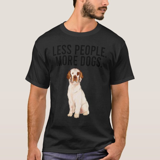 Camiseta Menos Pessoas Mais Cães Clumber Spaniel  Introvert (Frente)