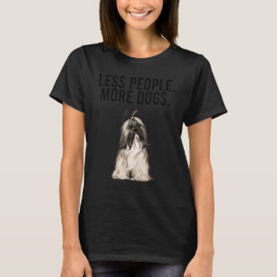 Camiseta Menos Pessoas Mais Cães Lhasa Apsos  Introvertido
