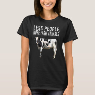 Camiseta Menos Pessoas Mais Fazenda Animais Pretos Vaca Bra