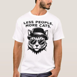 Camiseta Menos Pessoas Mais Gatos Fedora Preta