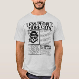Camiseta Menos Pessoas Mais Gatos Jornal Antigo Vintage Ret